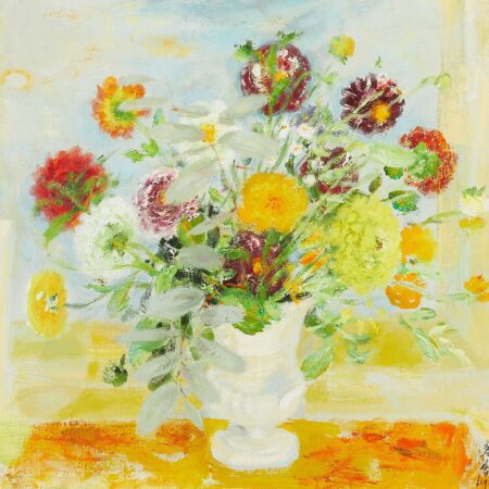 Le Pho “Fleurs” Still Life Oil on Canvas Painting Le Pho Le Pho “Fleurs” Still Life Oil on Canvas Painting