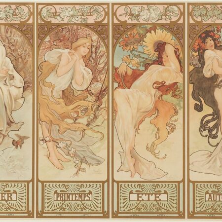 Alphonse Mucha, "Seasons" Series of 4 Lithographs