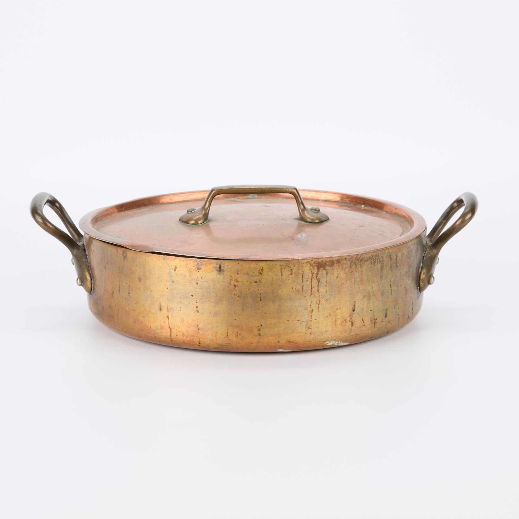 Vintage 12″ Straight-Sided Copper Sauteuse Pan