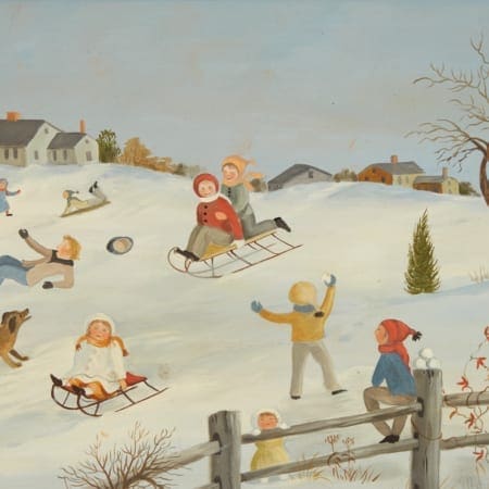 Martha Cahoon Winter Coasting Oil on Masonite