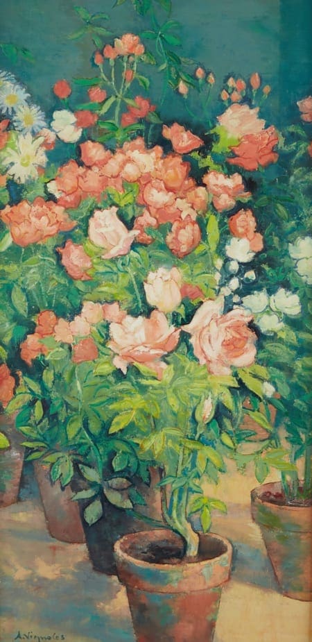 Lot 027: Andre Vignoles Roses Oil on Canvas Fine and Decorative Arts of the Globe - Jan 19 2019 Fine Art