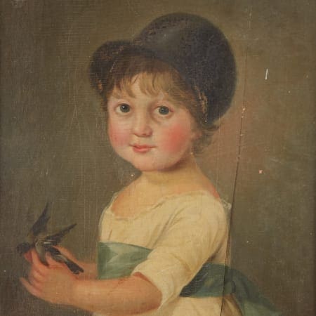 Lot 012: Group of 2 19th c. Paintings Unsigned American School Folk Art Fine and Decorative Arts of the Globe - Jan 19 2019 Fine Art