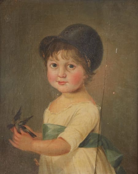 Lot 012: Group of 2 19th c. Paintings Unsigned American School Folk Art Fine and Decorative Arts of the Globe - Jan 19 2019 Fine Art
