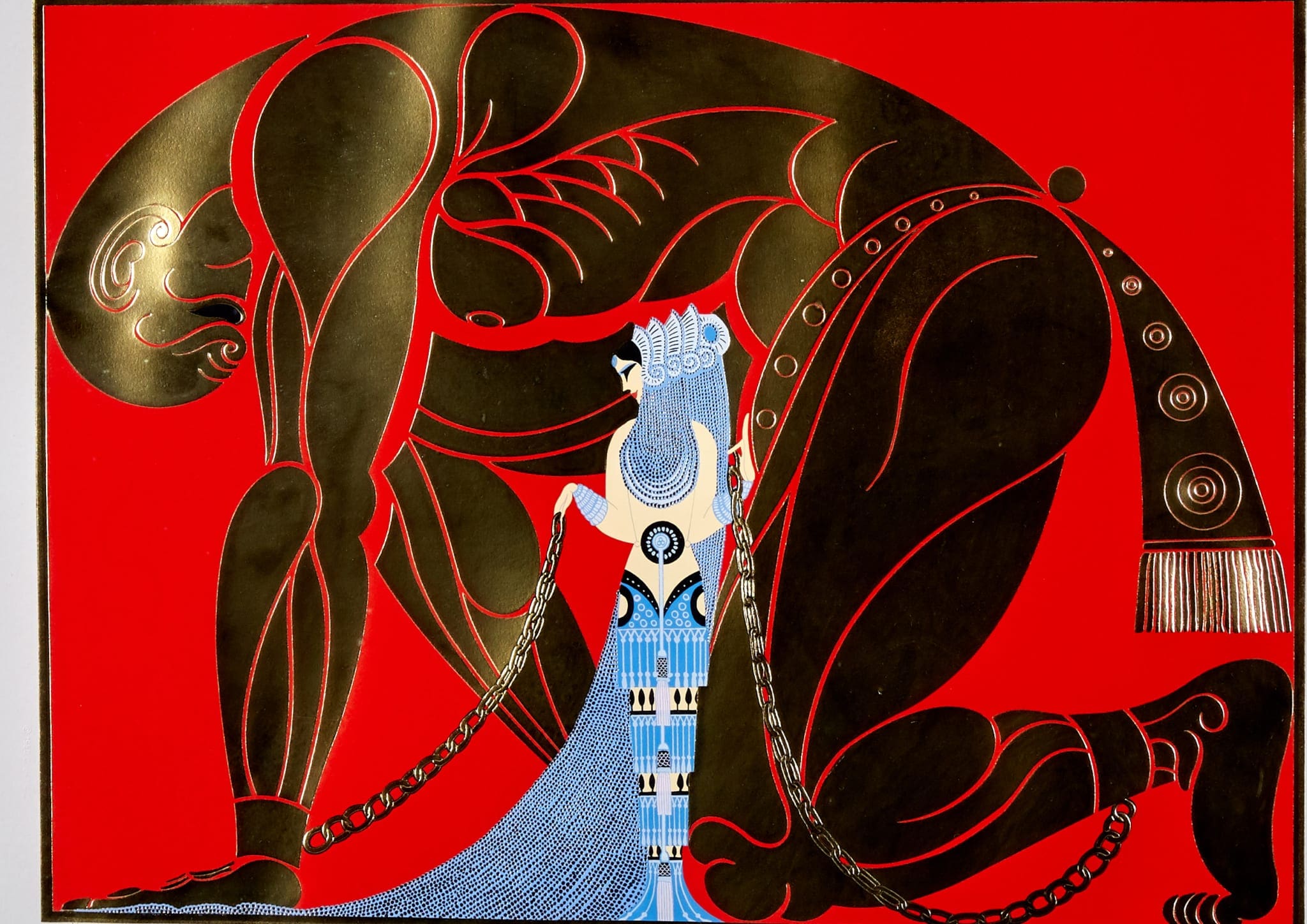 Erte Samson and Delilah Silkscreen Art Deco Fashion