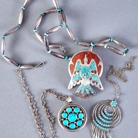 Lot 317: Grp: 3 Navajo & Zuni Silver & Turquoise Necklaces Tommy Singer Dishta Fine and Decorative Arts of the Globe - Jan 19 2019 Art of World