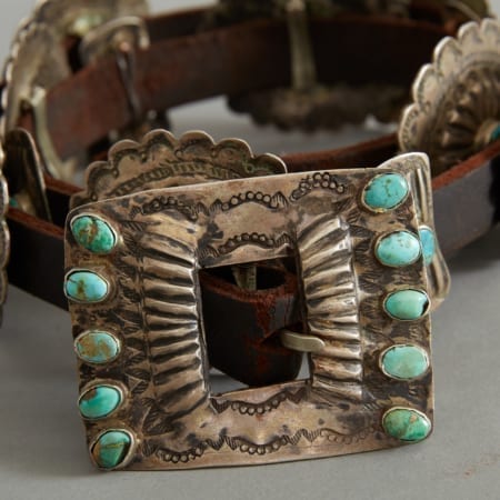Lot 291: Concho Belt with Turquoise Early 20th c. Fine and Decorative Arts of the Globe - Jan 19 2019 Art of World