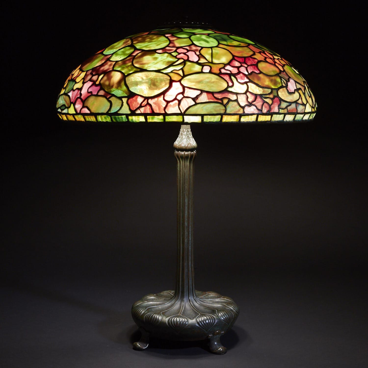 Tiffany Studios Leaded Glass and Bronze Nasturtium Table Lamp