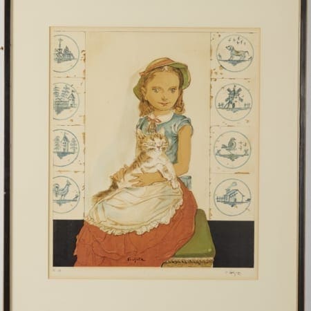 Lot 159: Foujita Jeune Fille Assise avec un Chat 1956 Color Lithograph on Paper Fine and Decorative Arts of the Globe - Jan 19 2019 Decorative Arts