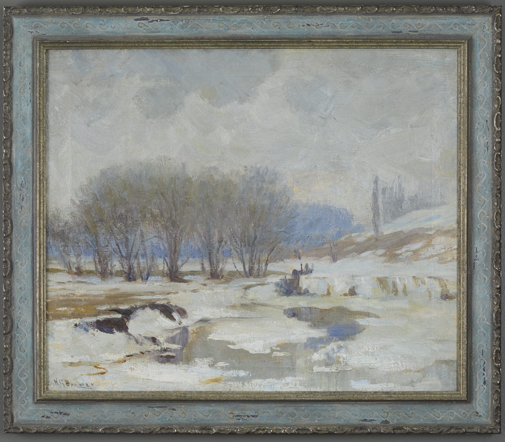 Nicholas Brewer Winter Landscape Oil on Canvas