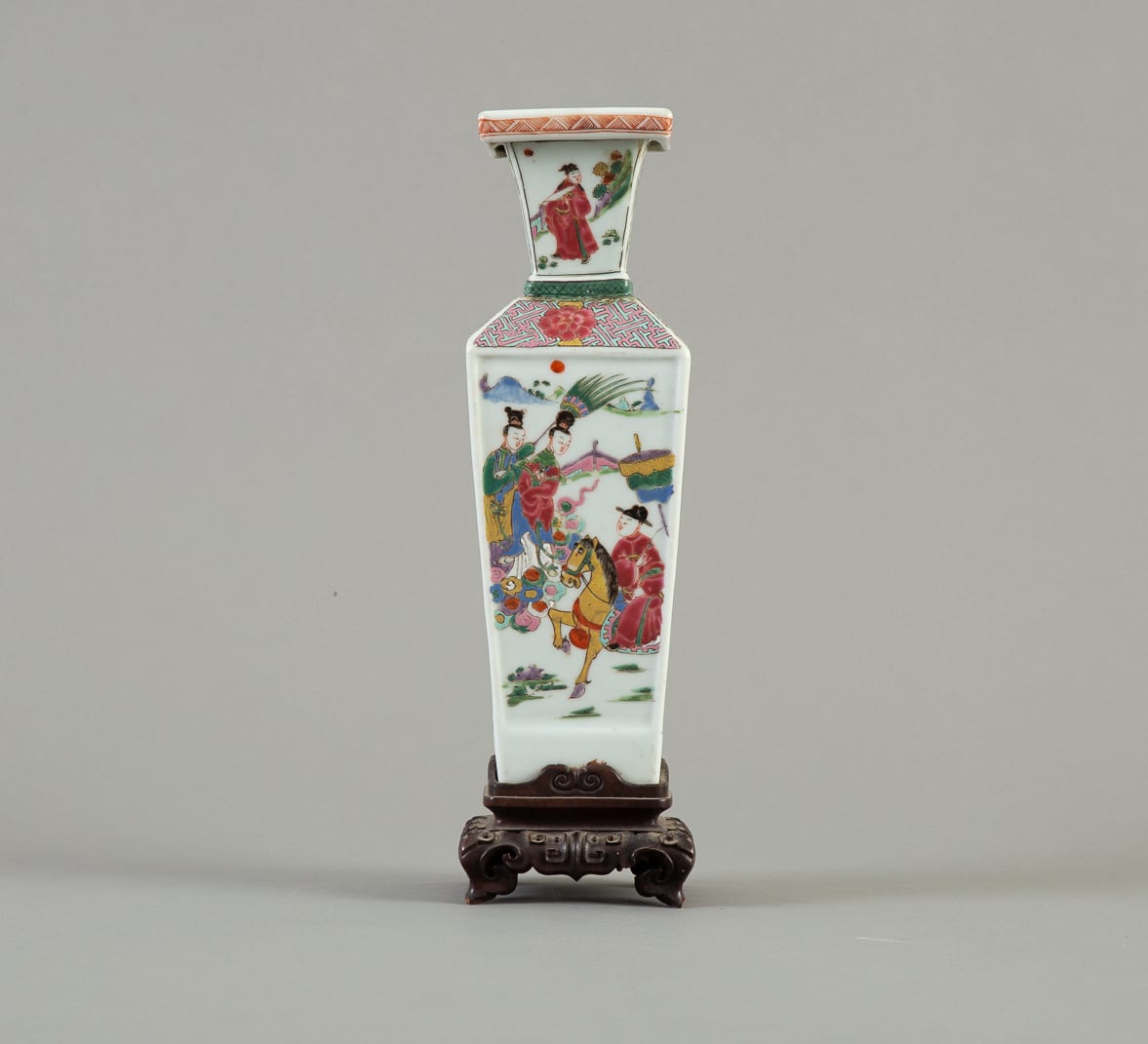 Lot 246: 18th c. Chinese Porcelain Famille Rose Vase w/ Stand