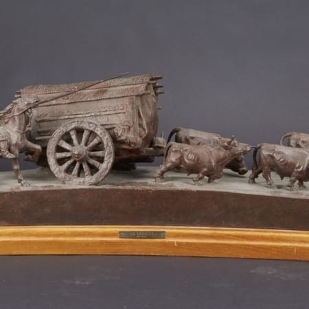 Lot 019: Jose Belloni La Carreta Bronze Sculpture