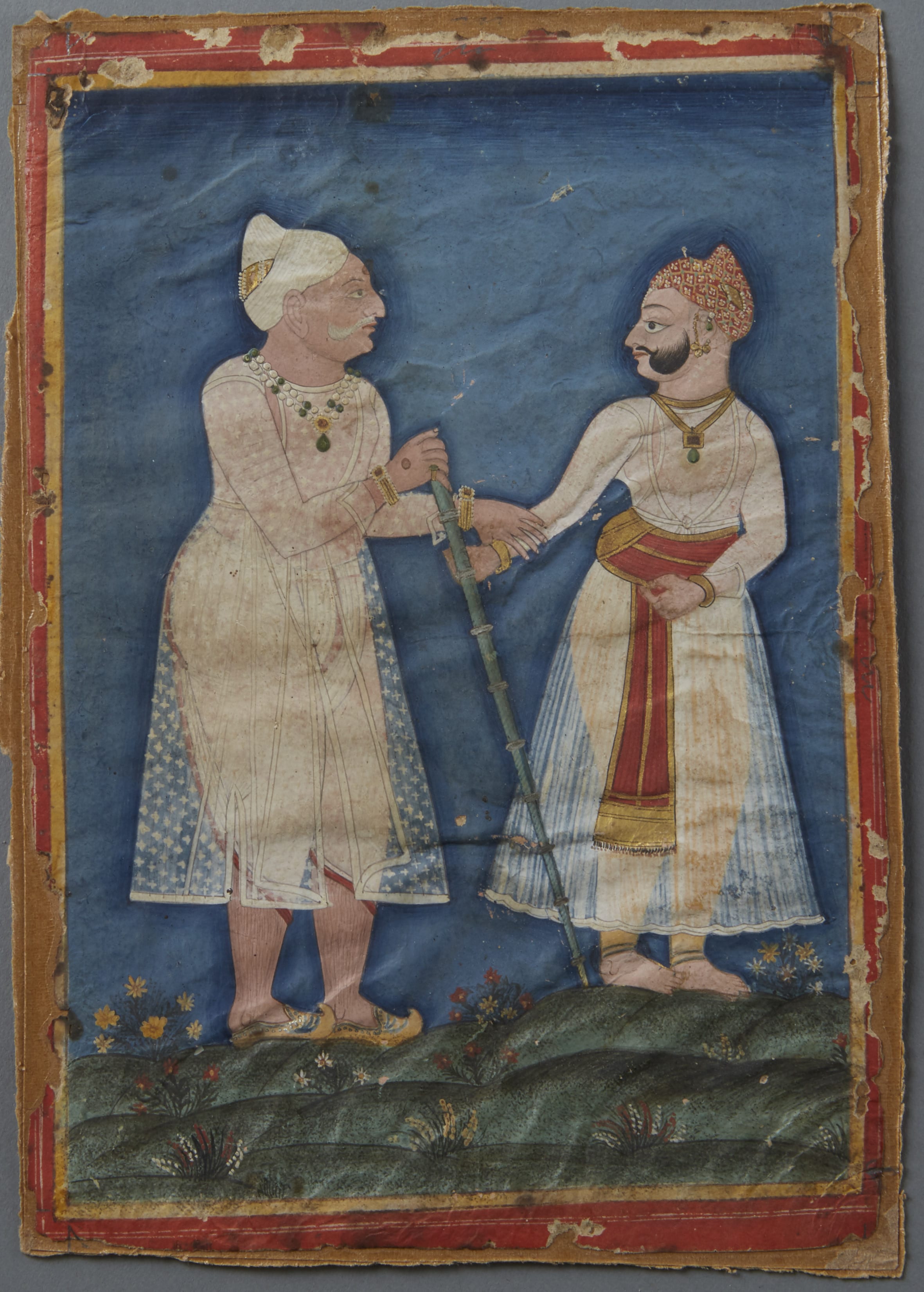 Lot 177: Indo Persina 18th century Illuminated Page of Man with a Cane