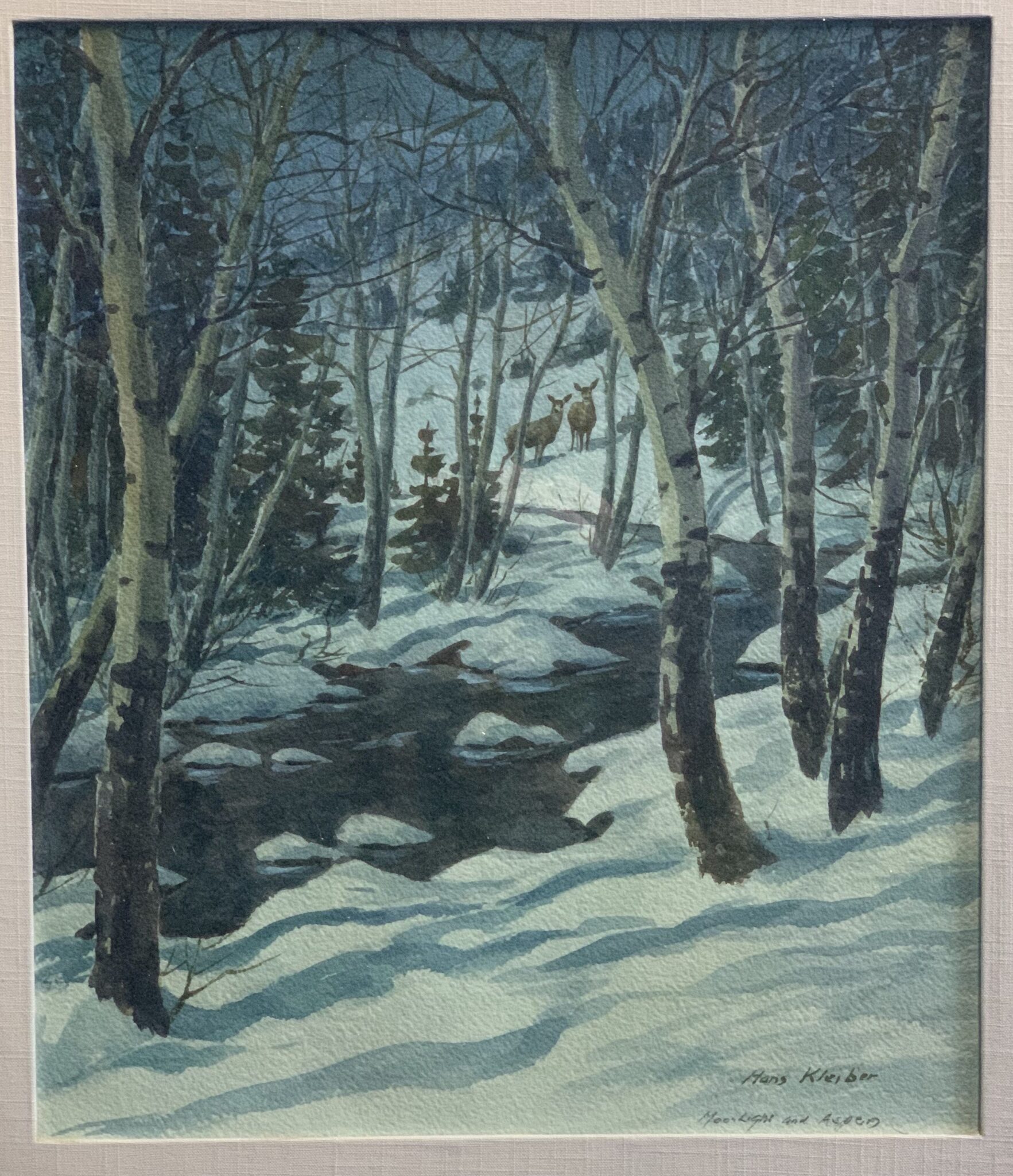 le_pho_banner 2 Hans Kleiber ""Moonlight and Aspen"" Watercolor on Paper