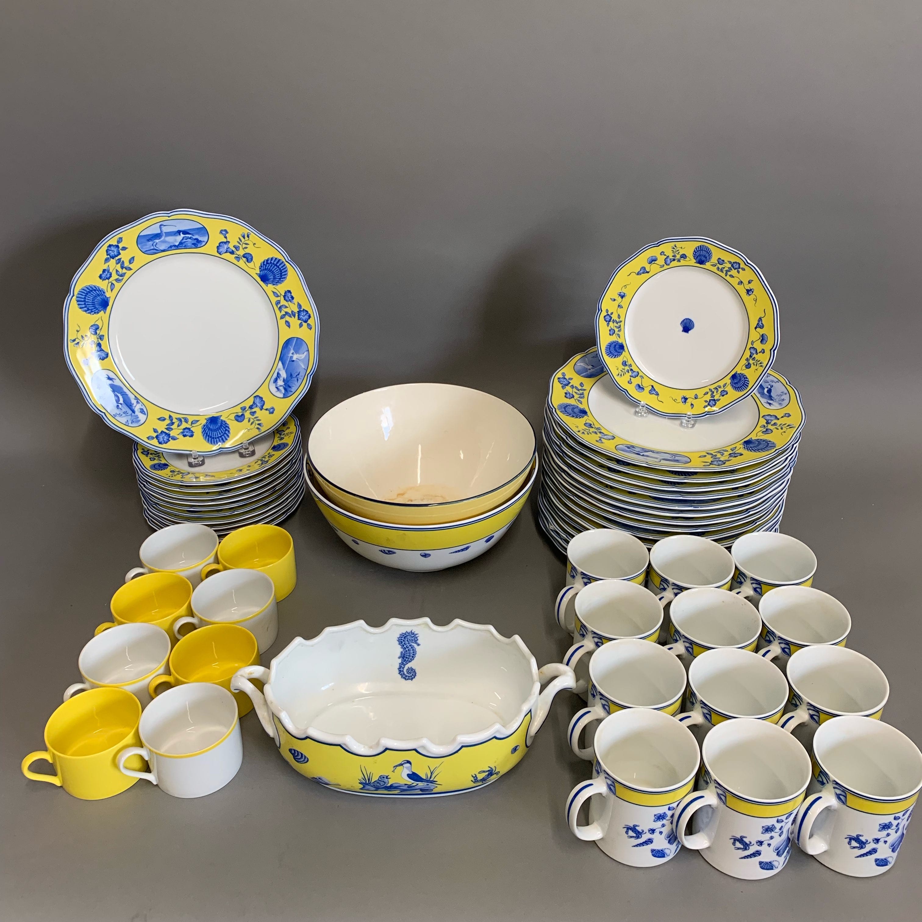 Lot 120: Set 41 pcs Chase Costa Azzura Dinner Porcelain with Bowl and Taitu Uno Mugs