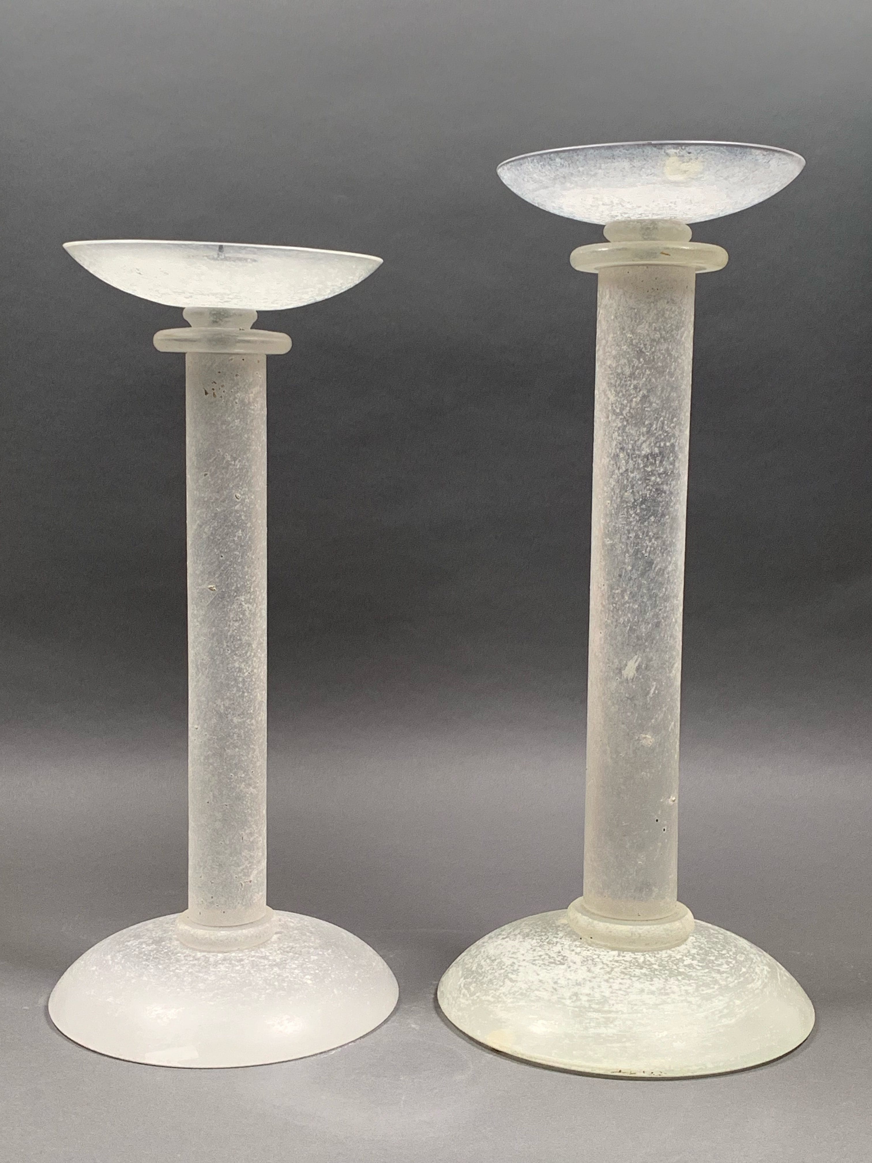 Lot 127: 2 Karl Springer Seguso Glass Candlesticks