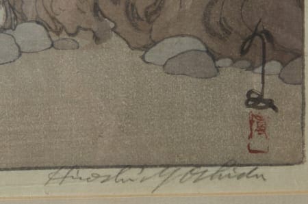 Lot 270: Hiroshi Yoshida ""Misty Day in Nikko" Woodblock print"