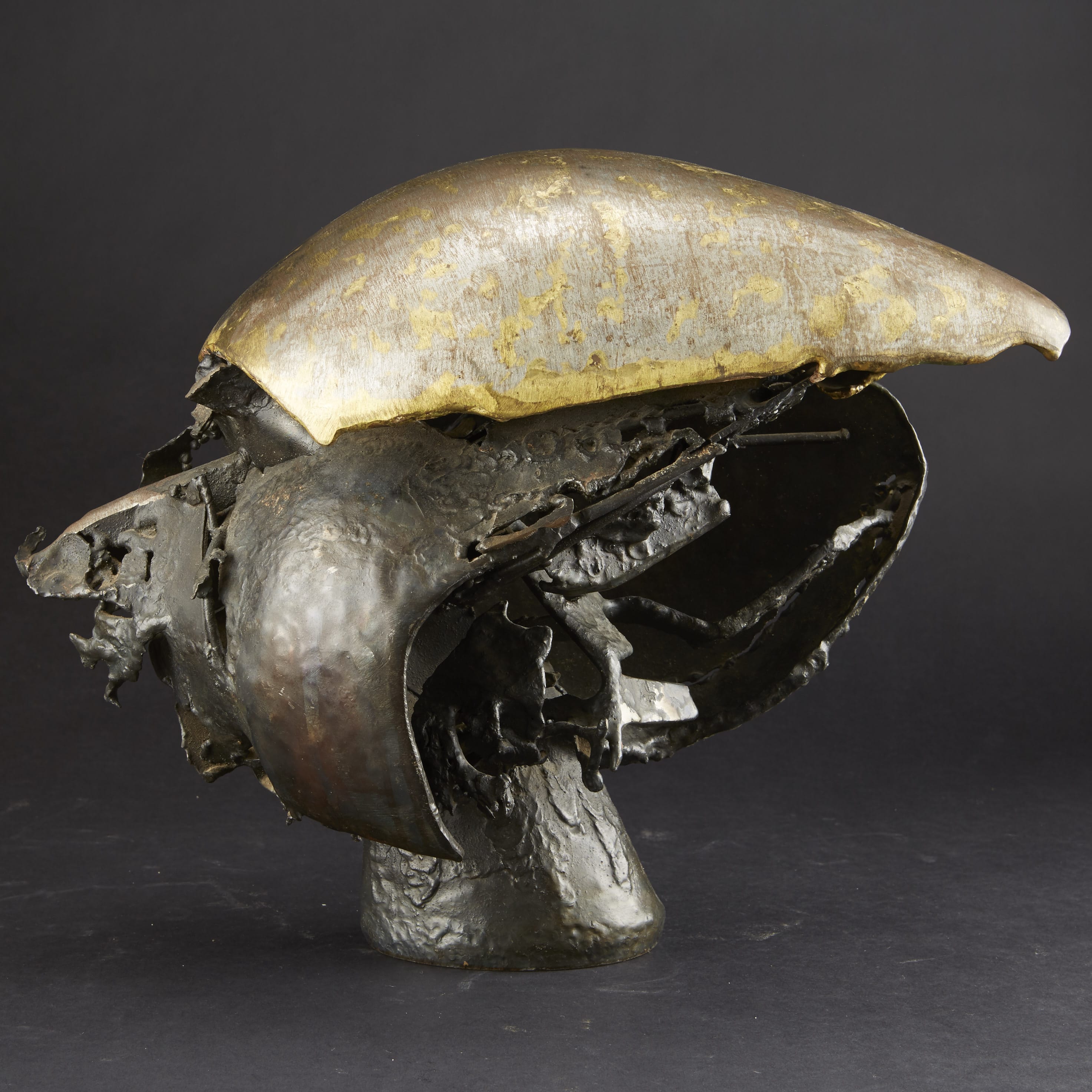 Lot 155: Unsigned Abstract Brutalist Metal Sculpture