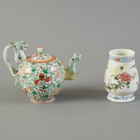 Lot 224: Chinese Porcelain Famille Verte Teapot w/ Famille Rose Cup Fine Asian Art - April 26 2019 Asian Art