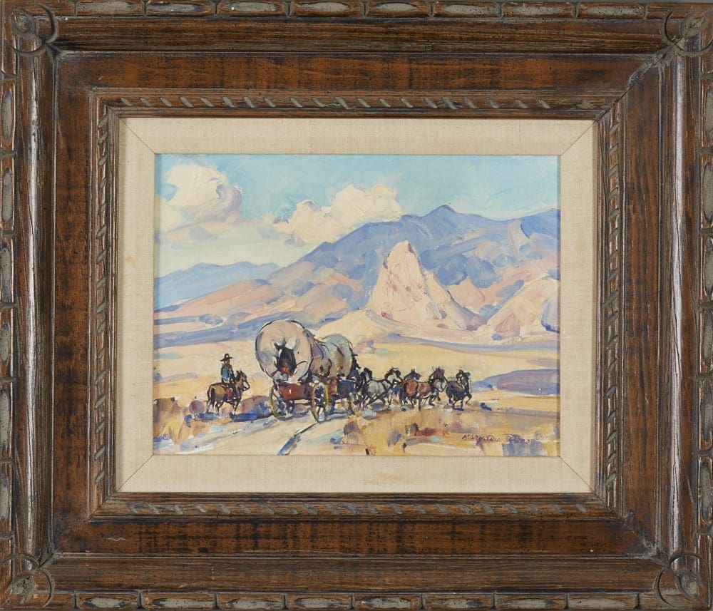 le_pho_banner 2 Marjorie Reed Pioneers--Westward Ho! Oil on Canvas-laid Board