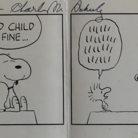 Charles Schulz Original Four-Panel Peanuts Comic Strip Signed