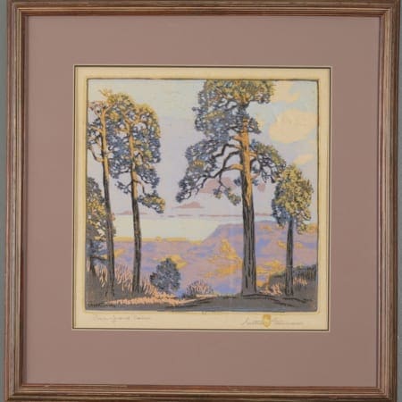 Gustave Baumann Pines--Grand Canyon Color Woodcut