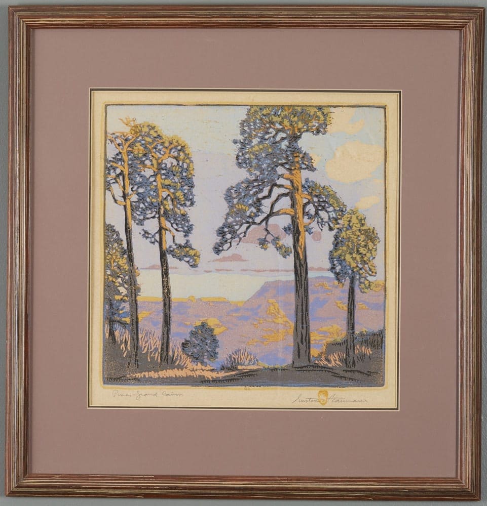 Gustave Baumann Pines--Grand Canyon Color Woodcut