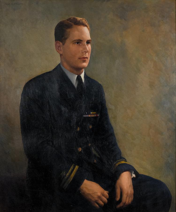 Lot 002: Ivan Olinsky (1878-1948) Portrait of an Officer oil on canvas painting c. 1950