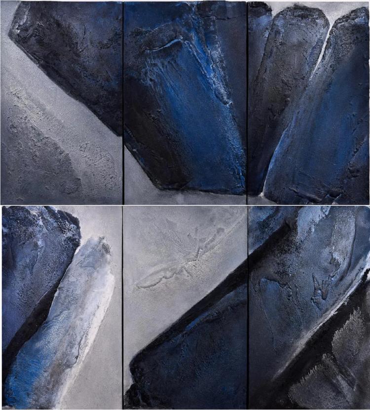 Lot 057: Elaine Kurtz (b. 1928) ""Alluvial Paintings" mixed media painting" 1995