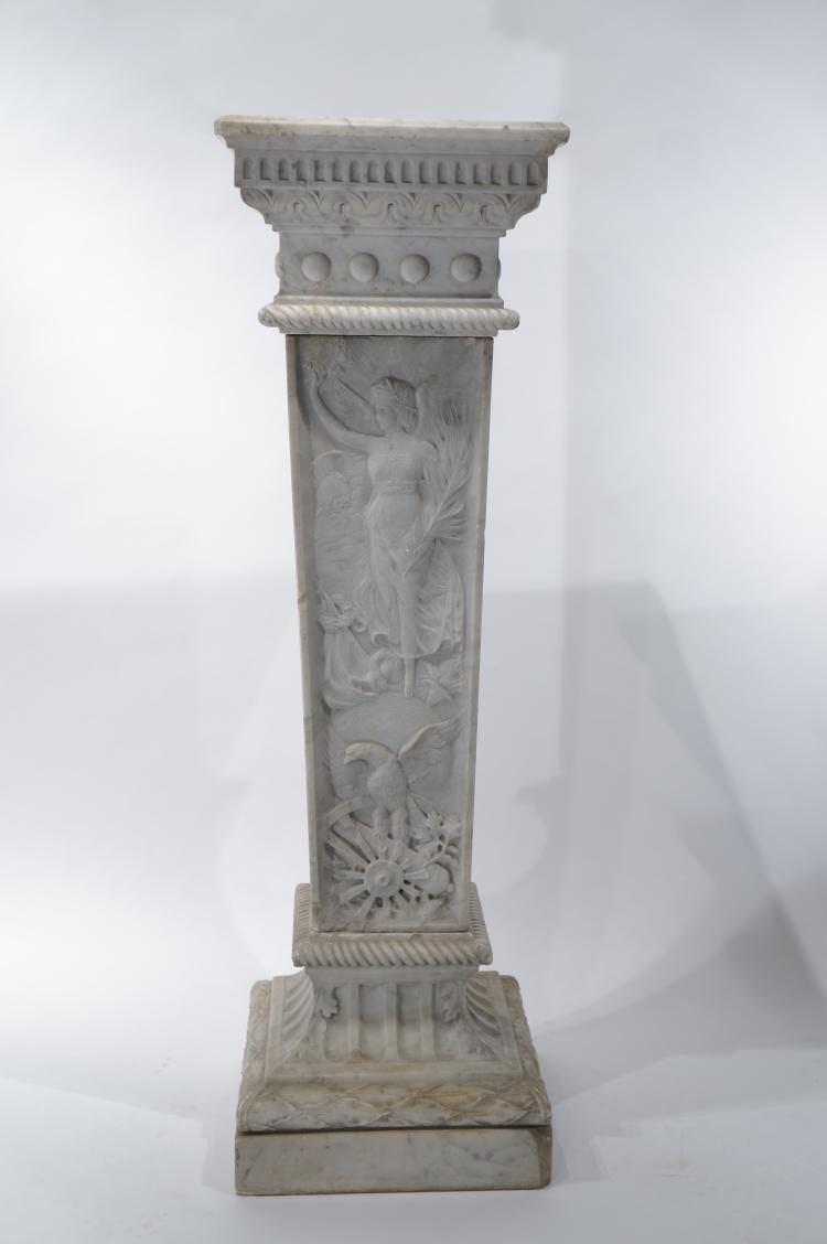Lot 022: Aristide Petrilli (1868-1930) Carved Marble Column c. early 20th century