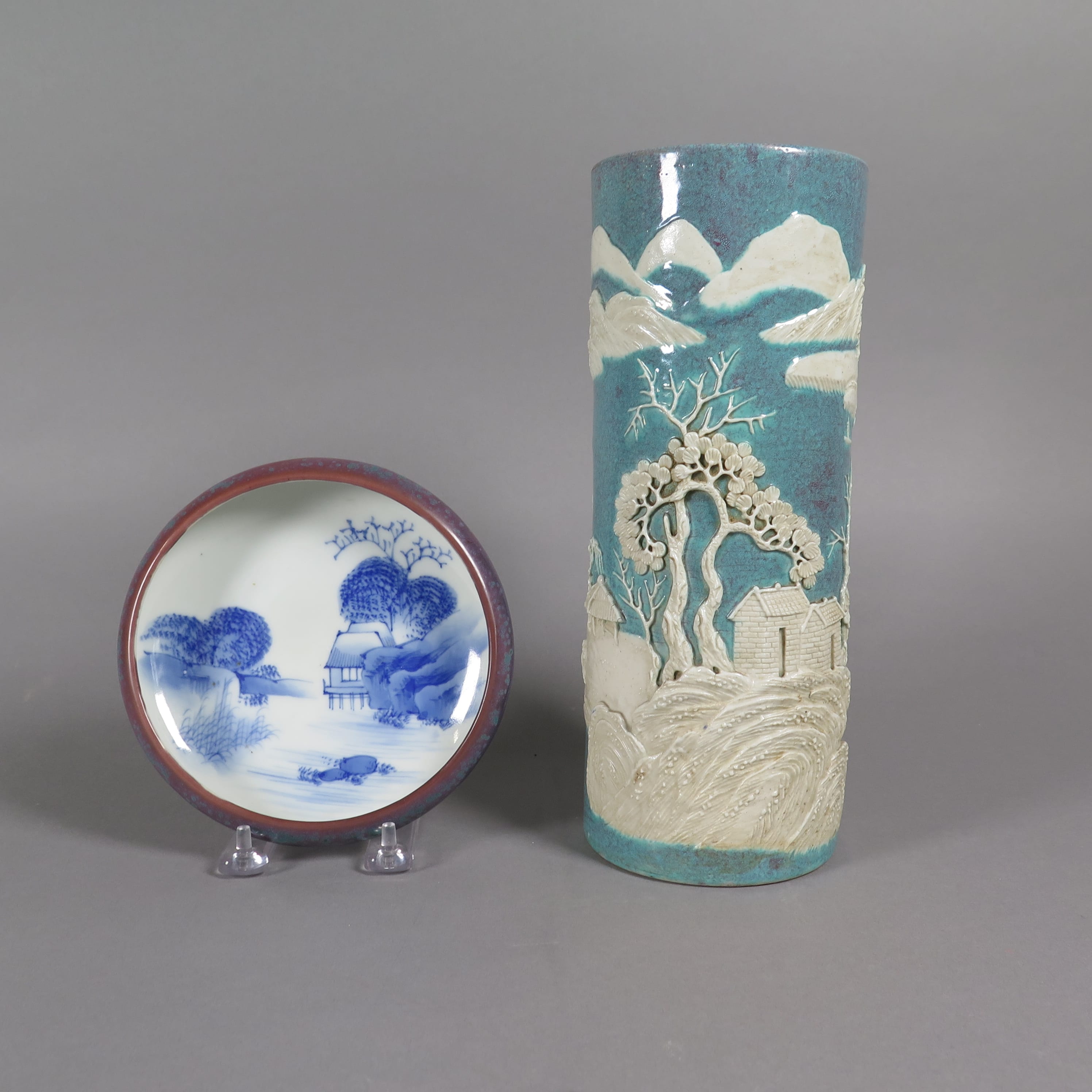 Lot 223: Group of 2 Chinese and Japanese Ceramics Robin's Egg