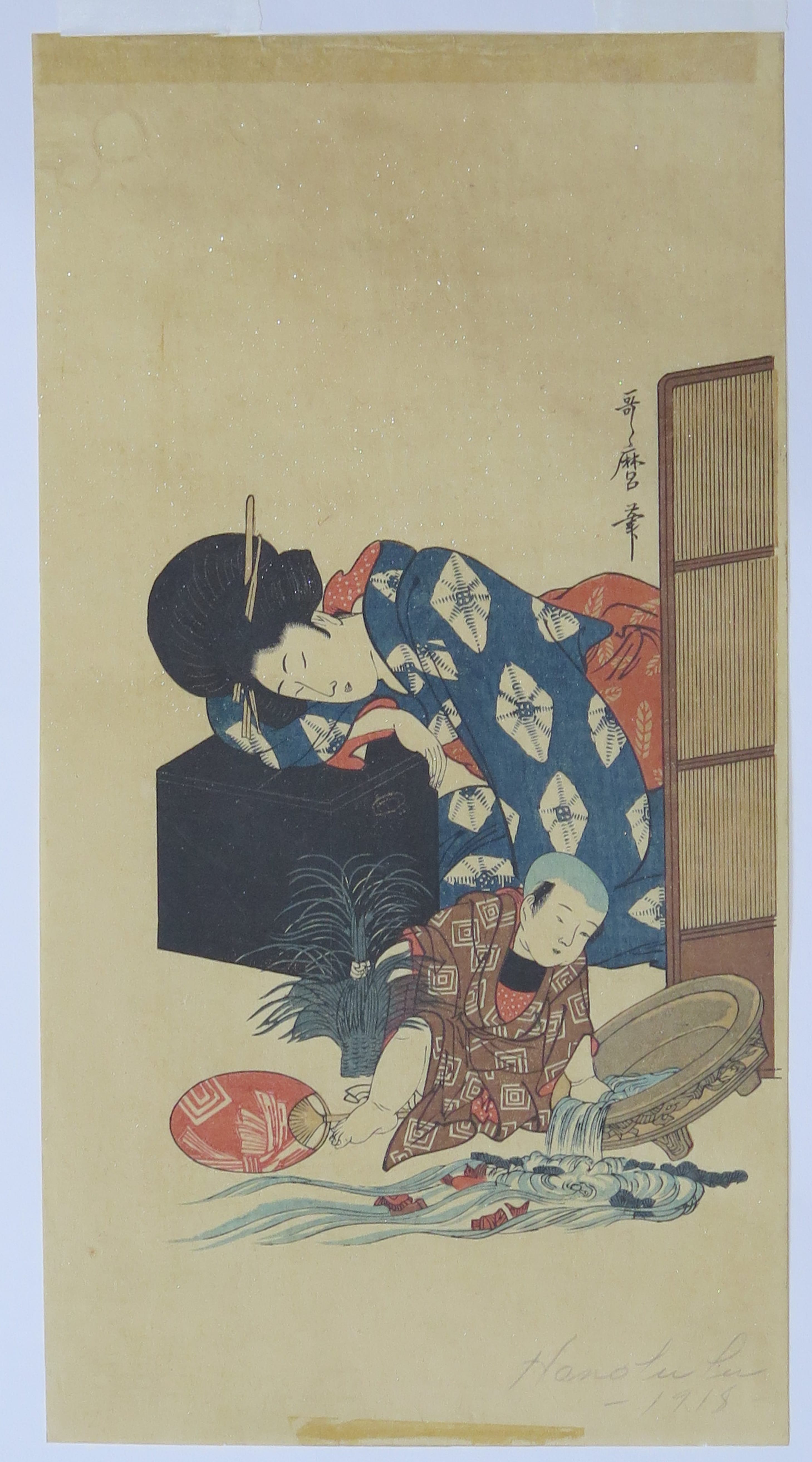 Lot 070: Grp: 2 18-19th c. Japanese Woodblock Prints by Utamaro