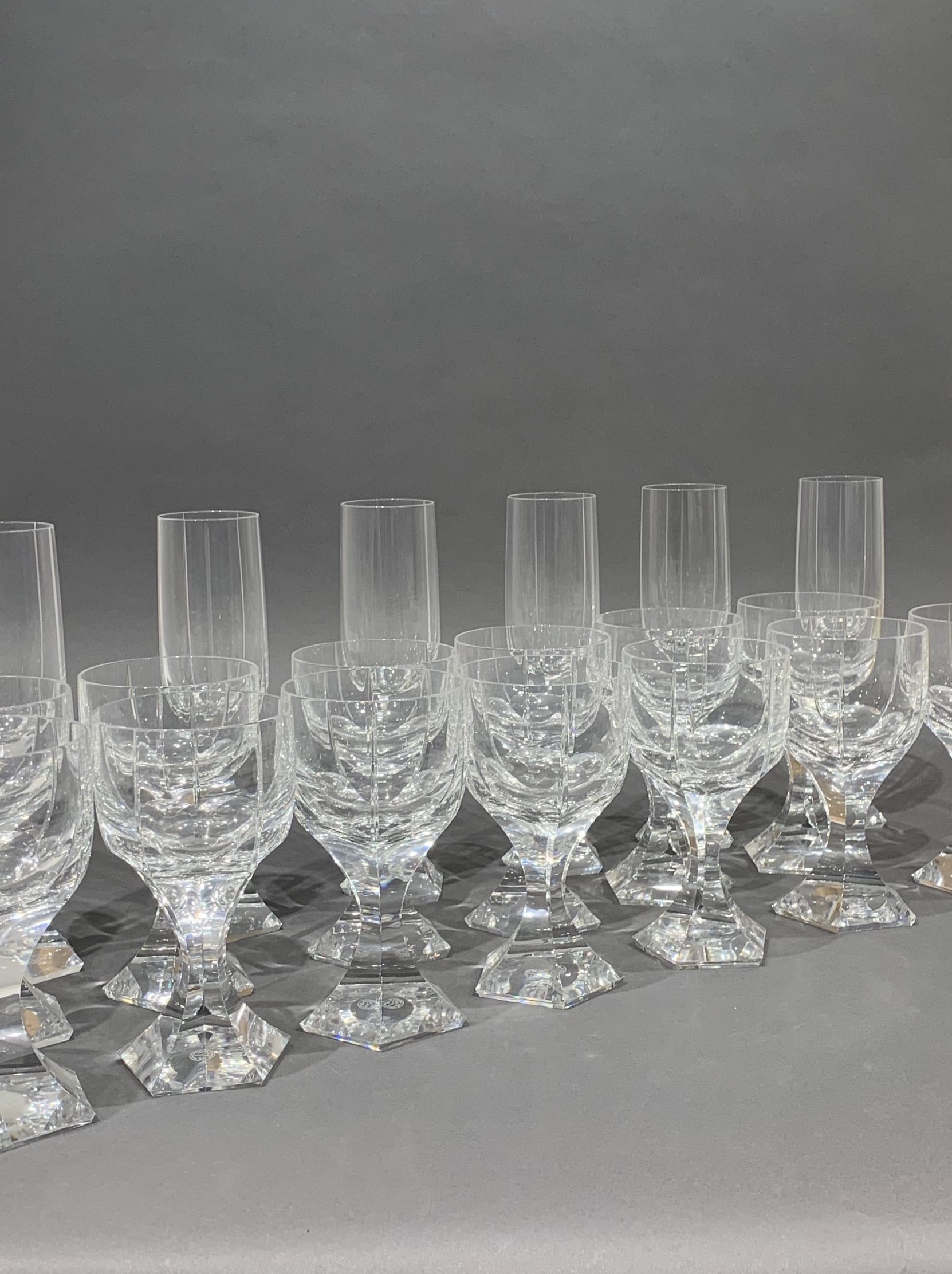 Lot 121: Group of 19 Baccarat Cut Crystal Glasses