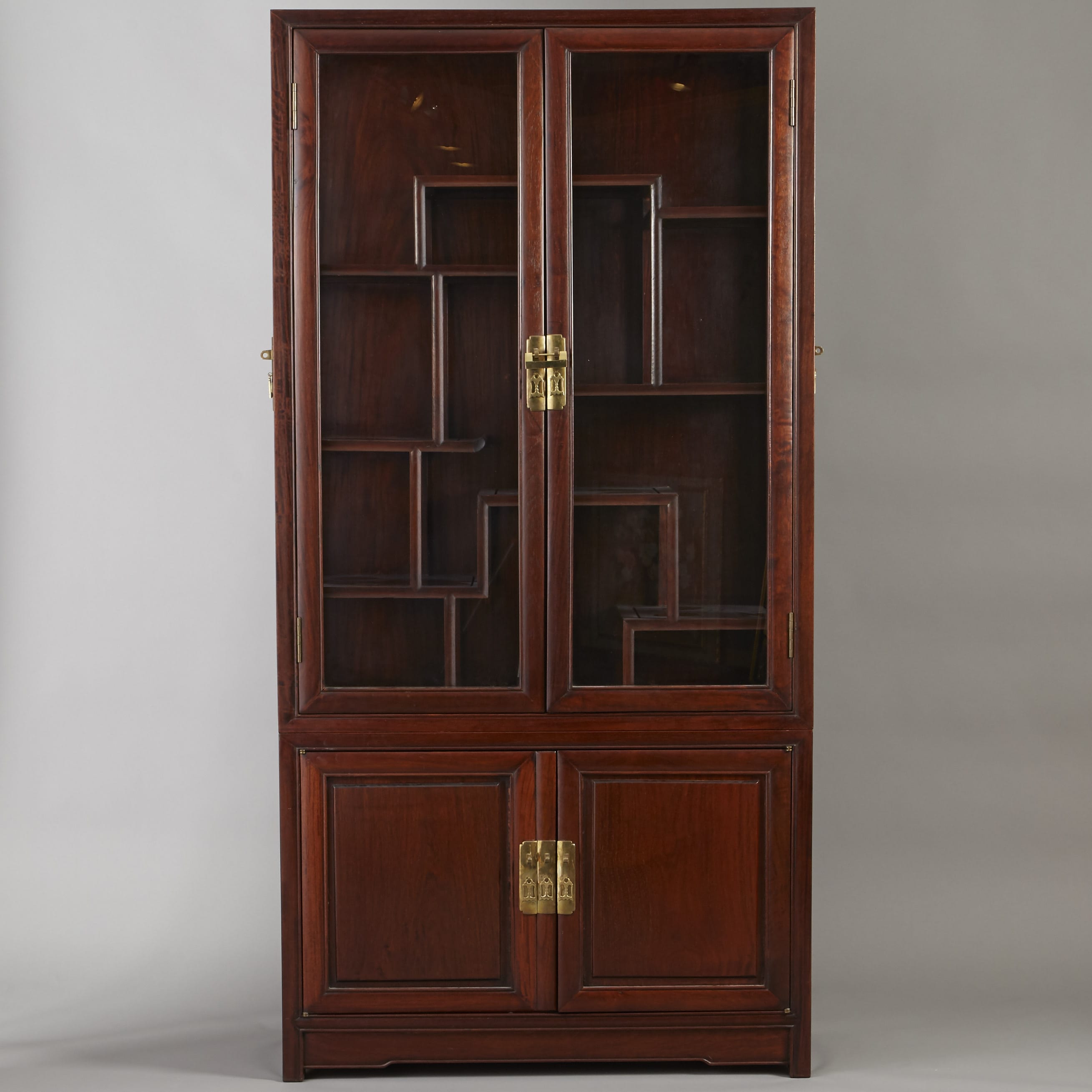 Lot 268: Large Chinese Teak Display Cabinet