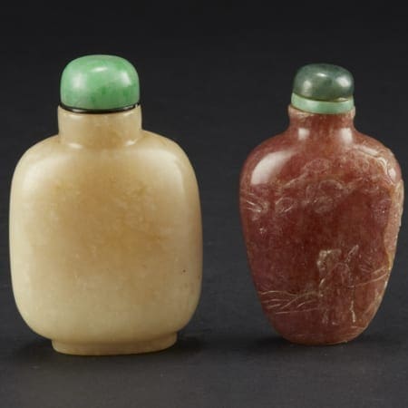 Lot 034: 2 Chinese Hard Stone and Jade Snuff Bottles Asian Art and Decorative Art (Day Two) - Sep 29 2018 Asian Art