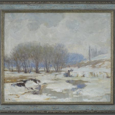 Lot 002: Nicholas Brewer Winter Landscape Oil on Canvas