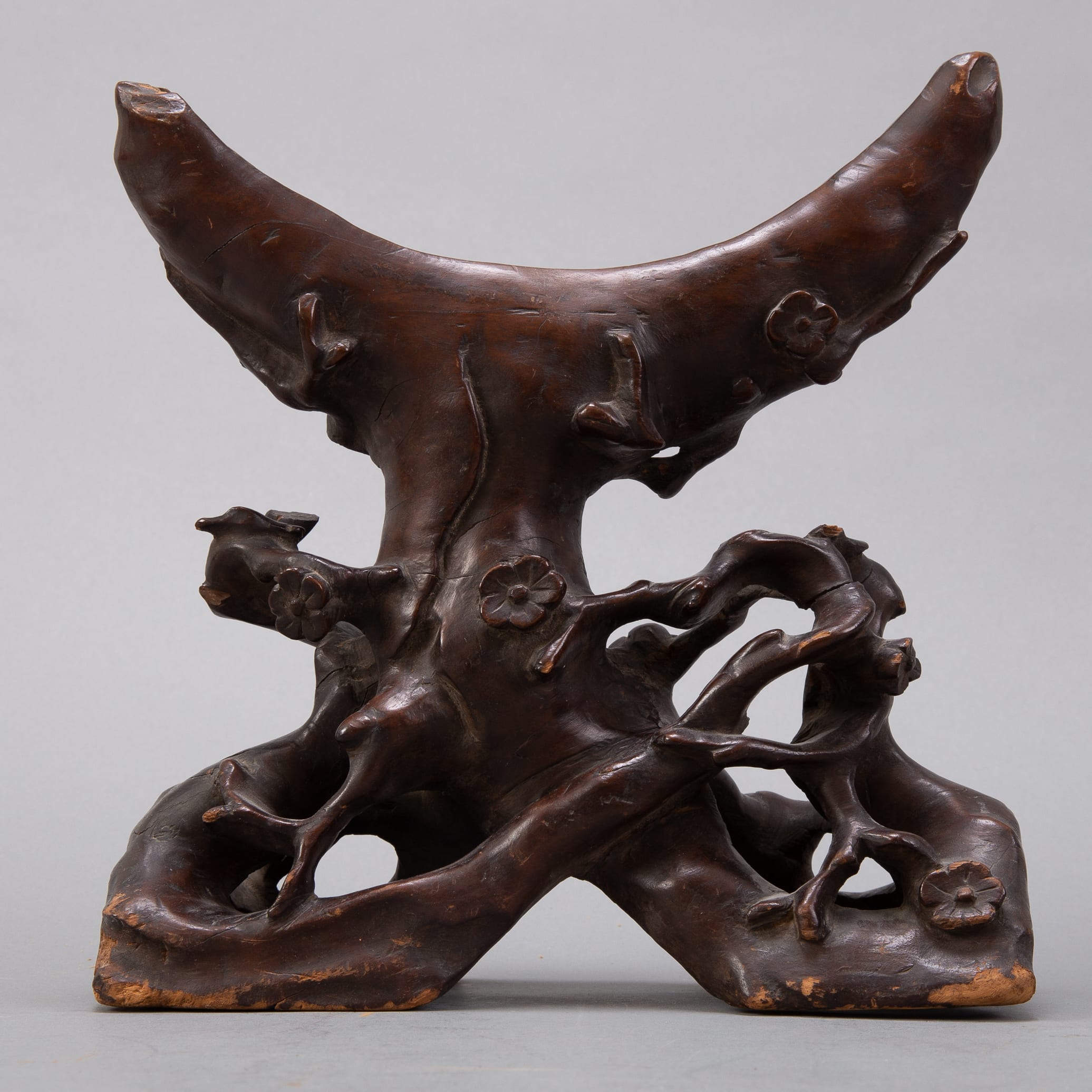 Lot 282: 19th c. Chinese Carved Wood Bi Stand