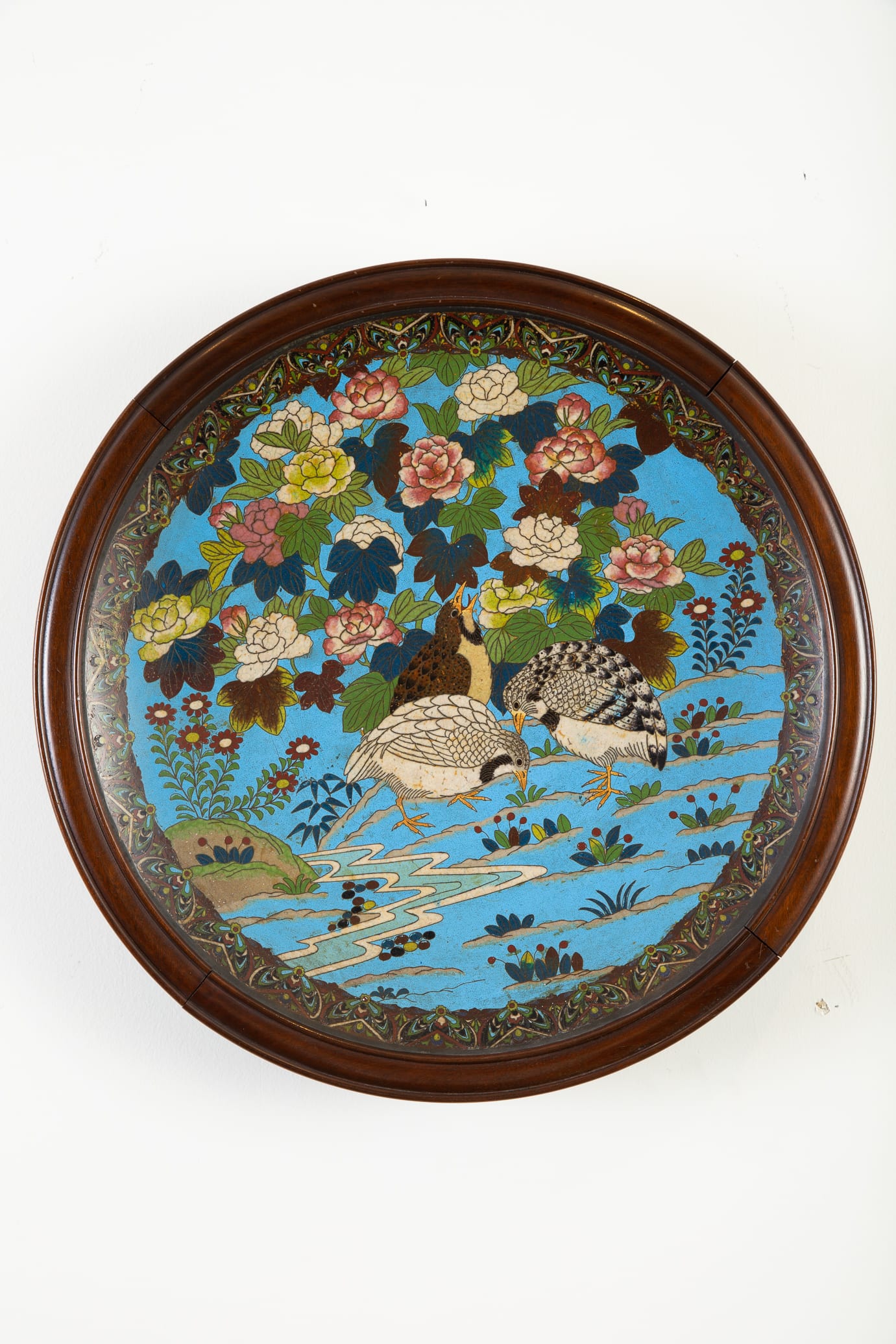 Lot 021: Japanese Meiji Cloisonne Tray with Flowers Birds