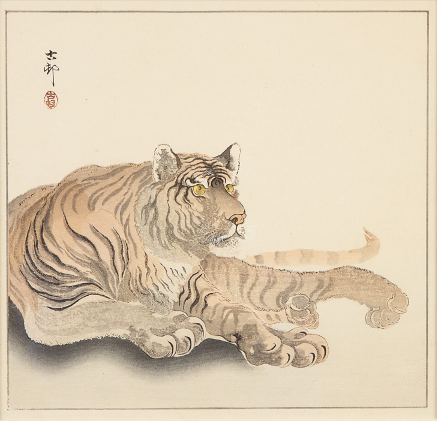 Lot 083: Ohara Koson: Japanese Tiger Woodblock Print