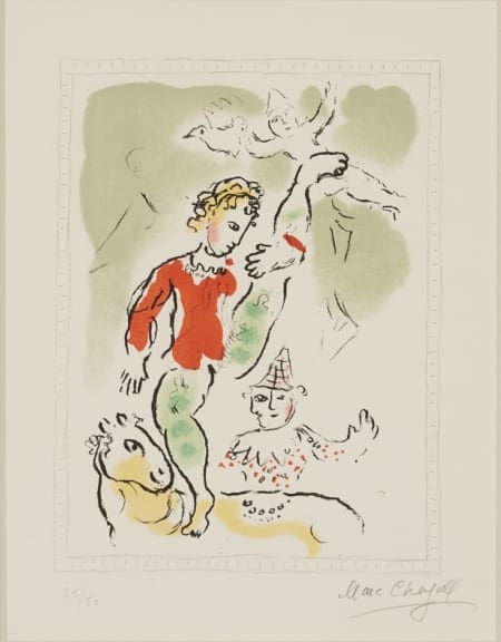 Lot 018: Marc Chagall Color Lithograph "Little Red Acrobat"