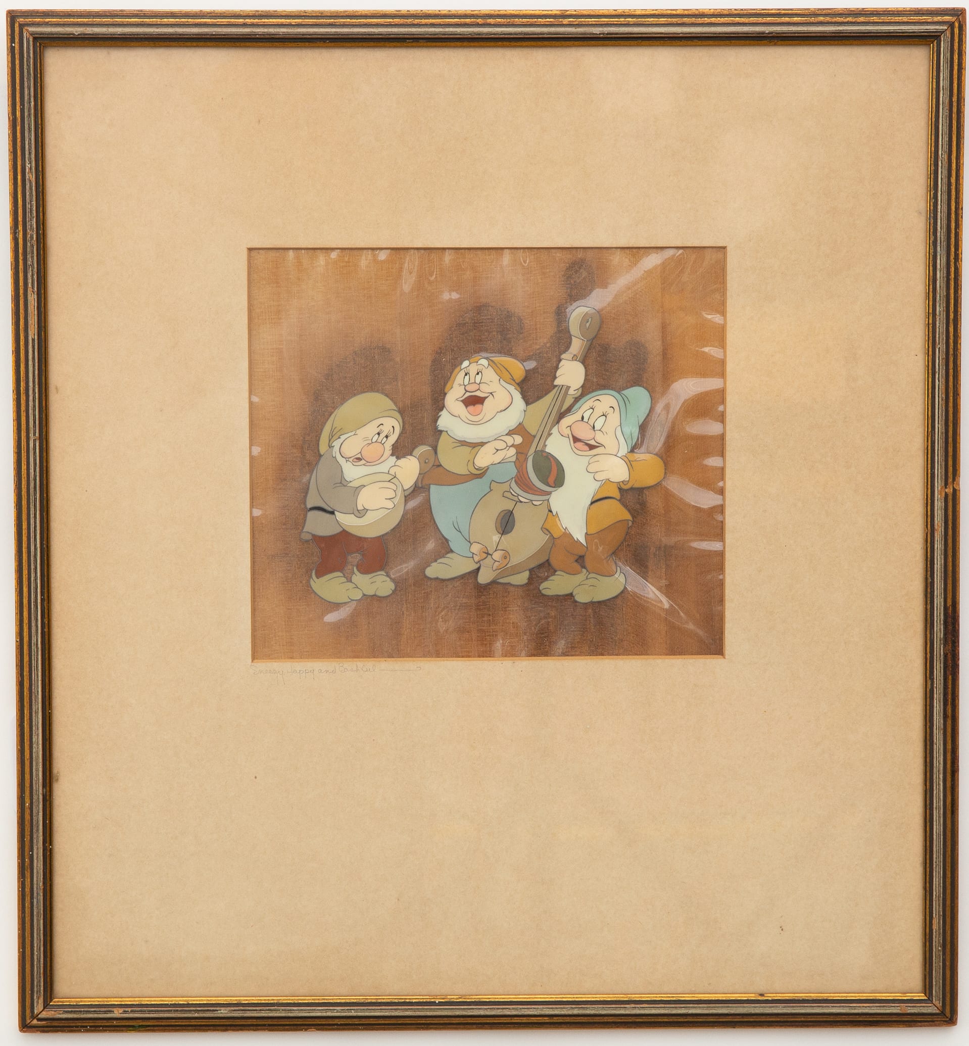 Lot 112: Disney Snow White and the 7 Dwarfs Original Cel "Sneezy Happy Bashful"