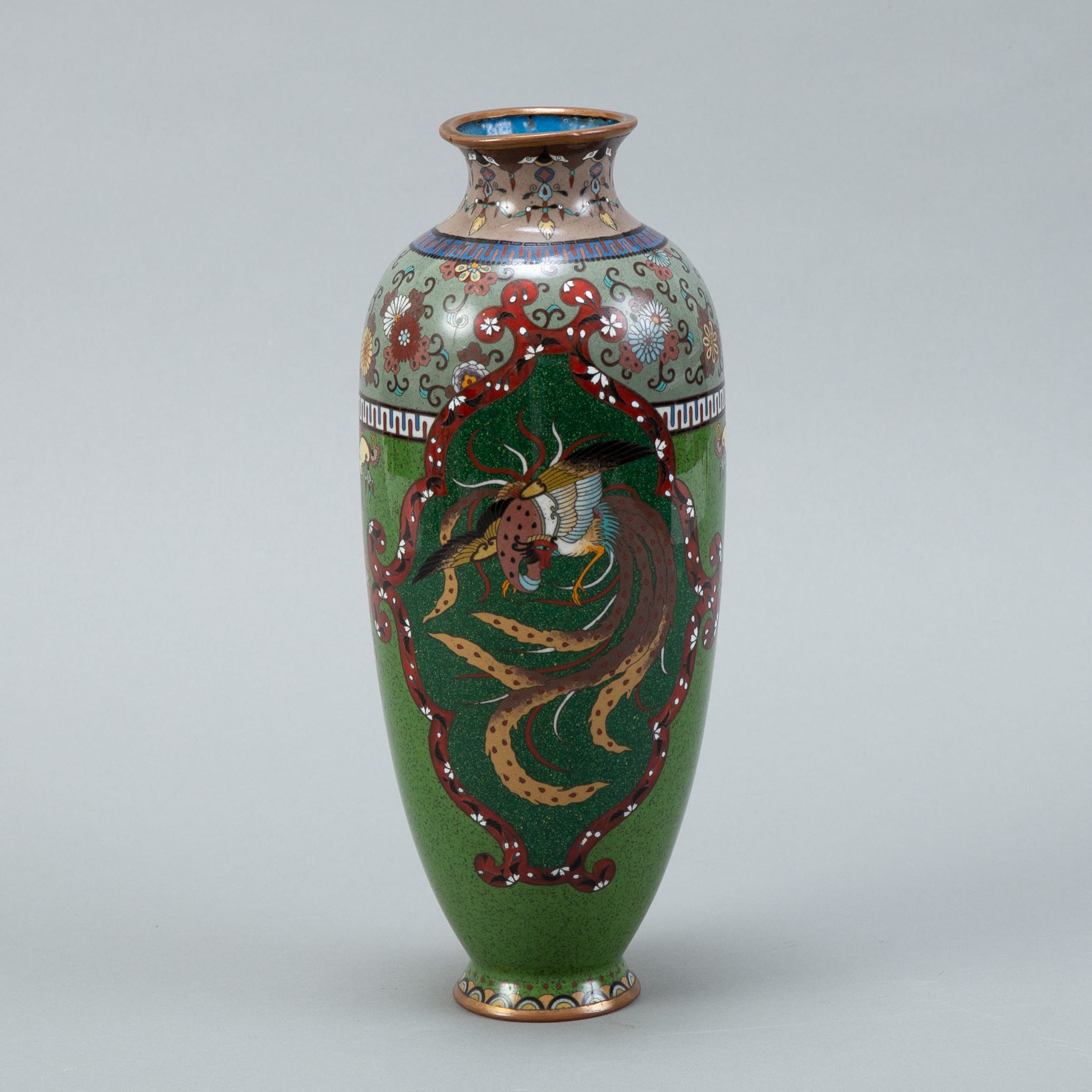 Lot 012: Japanese Meiji Cloisonne Vase - Phoenix