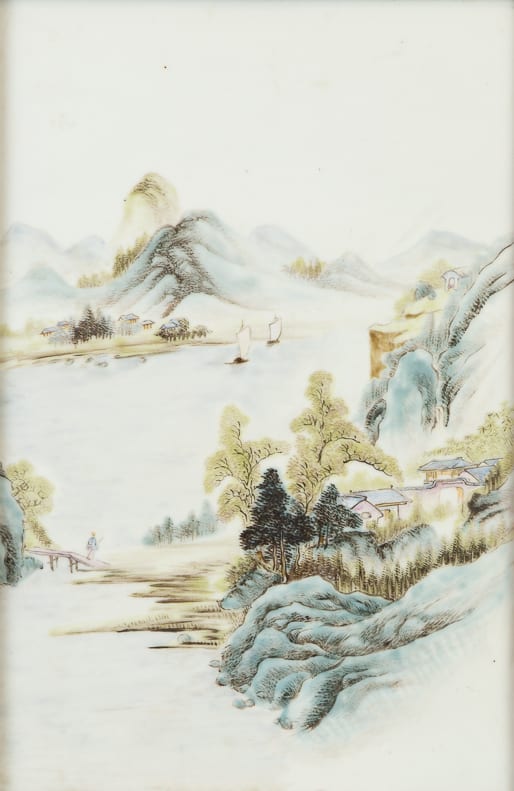 Lot 259: Late Qing or Republic Chinese Porcelain Plaque