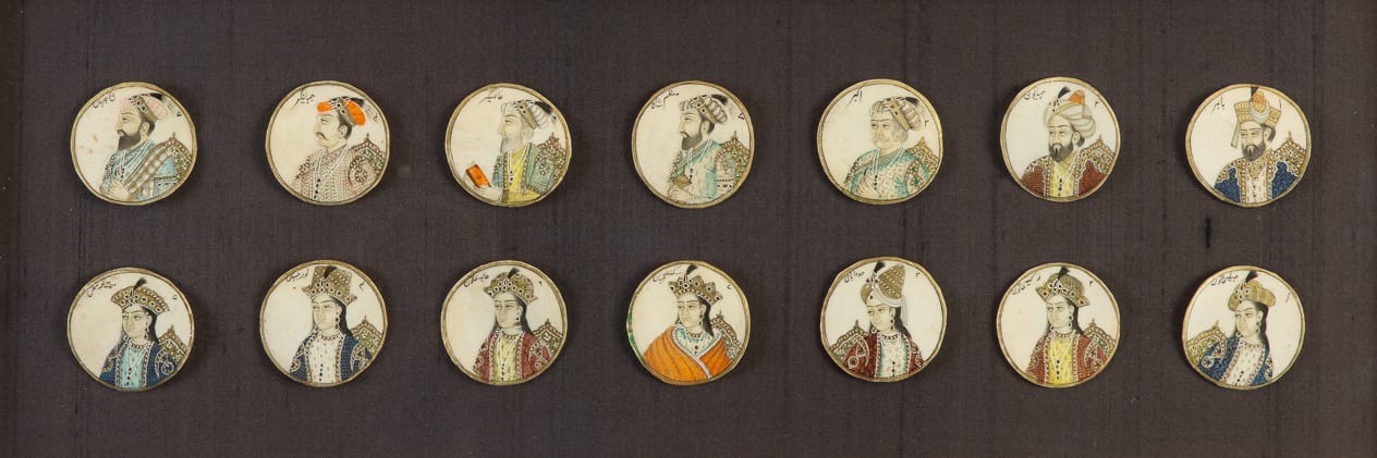 Lot 099: 20th c. Mughal Portrait Miniatures on Bone