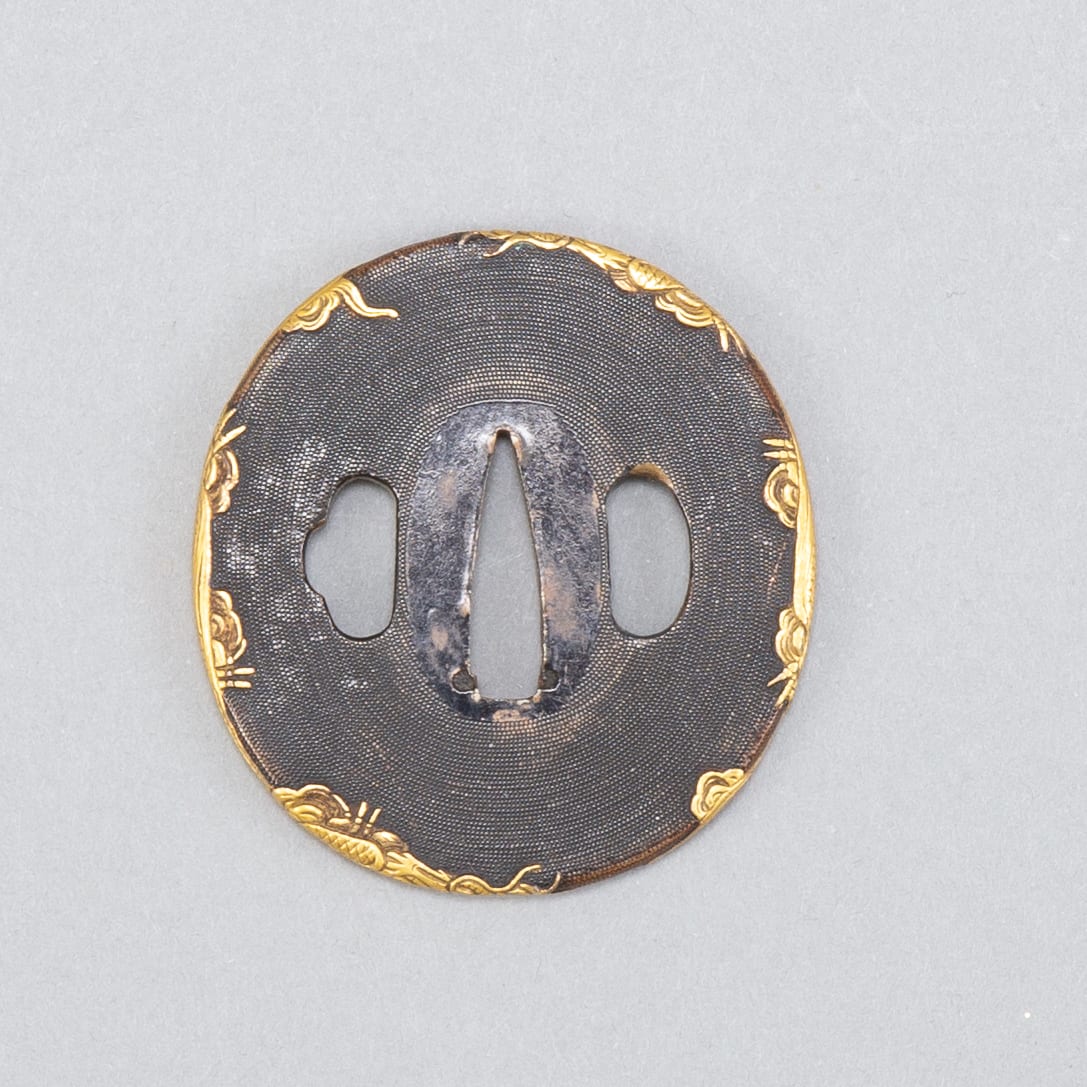 Lot 031: Japanese Edo Shakudo Plated Katana Tsuba Gold
