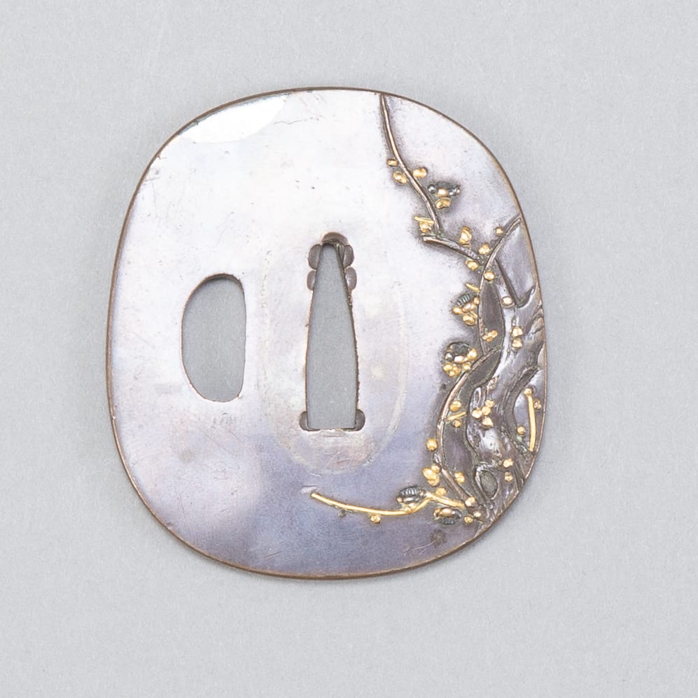 Lot 029: Japanese Edo Bronze Tsuba w/ Gold Silver Inlay