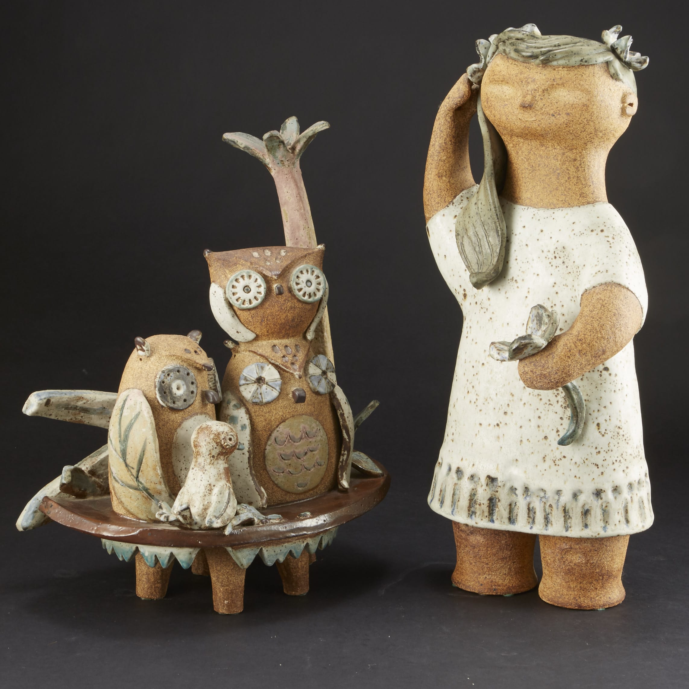 Lot 150: Group of Two Hoshiko Kusudo Ceramic Sculptures