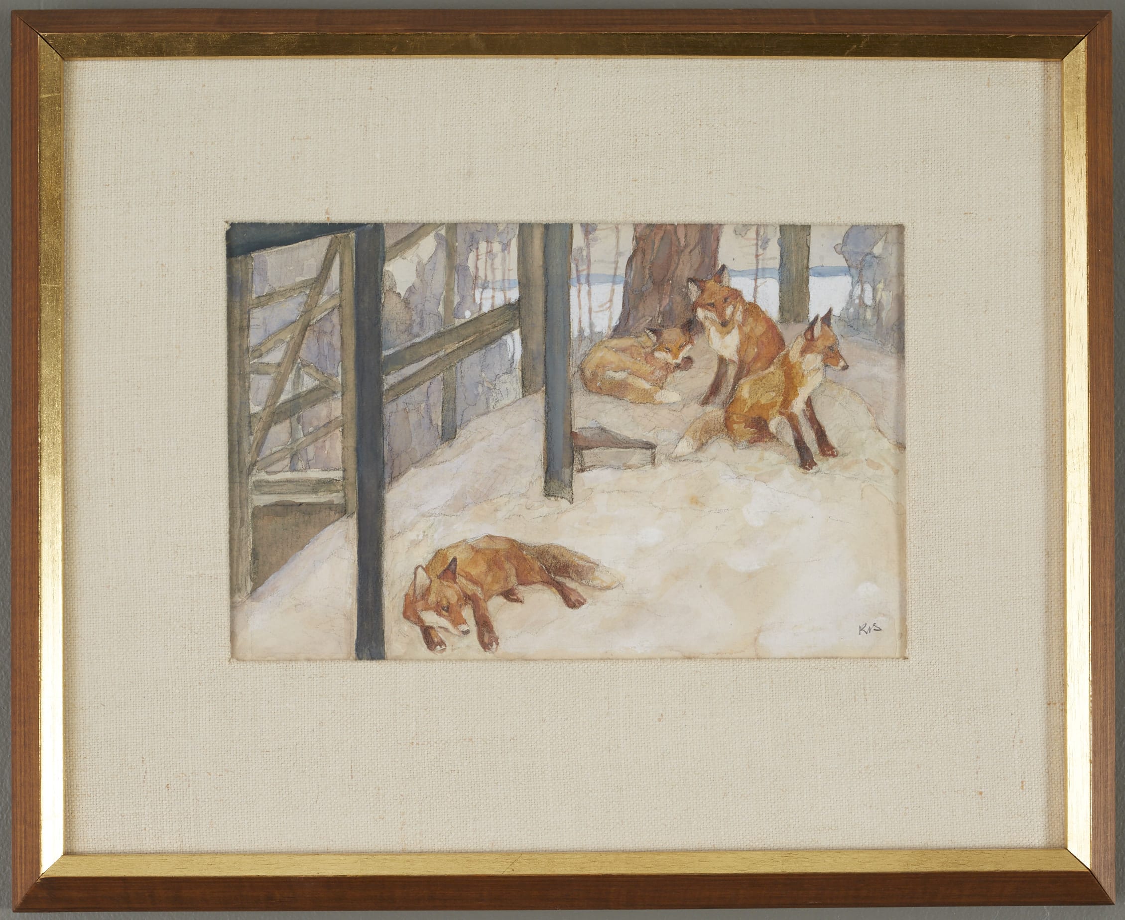 Lot 070: Konstantin Visotsky #13 Foxes Watercolor