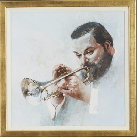 Lot 080: John Berkey Al Hirt Oil on Board