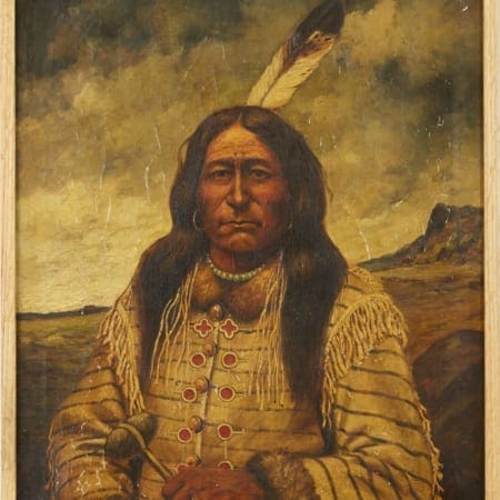 Lot 008: H.H. Cross Long Feather Oil on Canvas