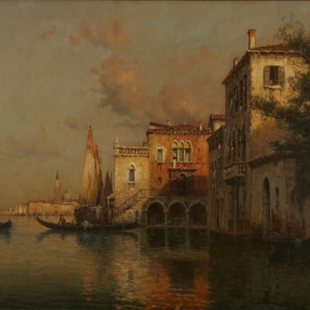 Lot 061: Antoine Bouvard Venice Oil on Canvas